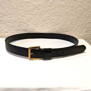 Black Leather Belt w/Goldtone Buckle